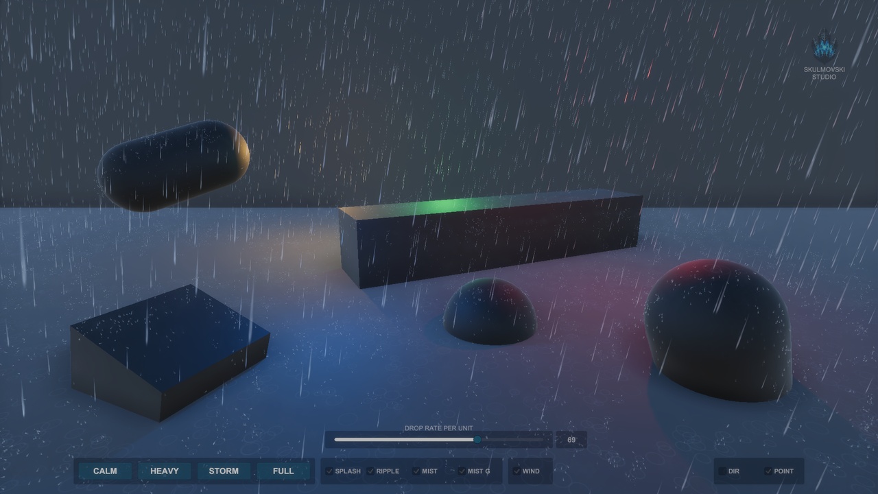 Media 1 for listing Rain VFX — Splash, Ripple & Impact Mist System · URP & HDRP