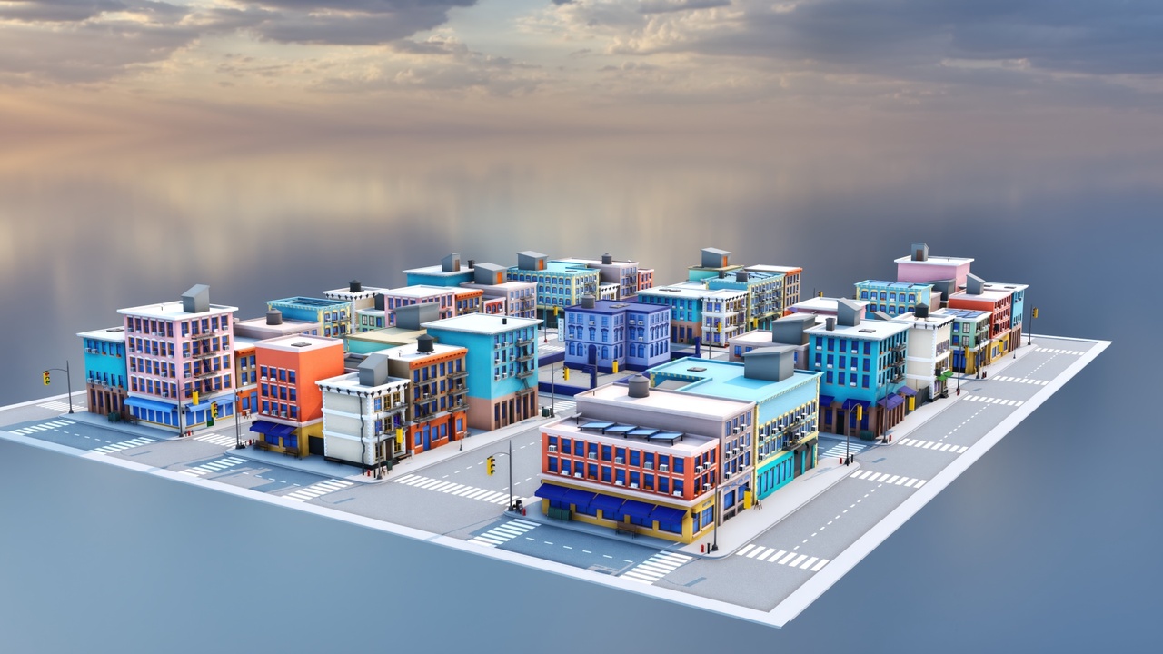 Media 1 for listing Modular Stylized Cartoon City Pack [Desktop & Mobile]