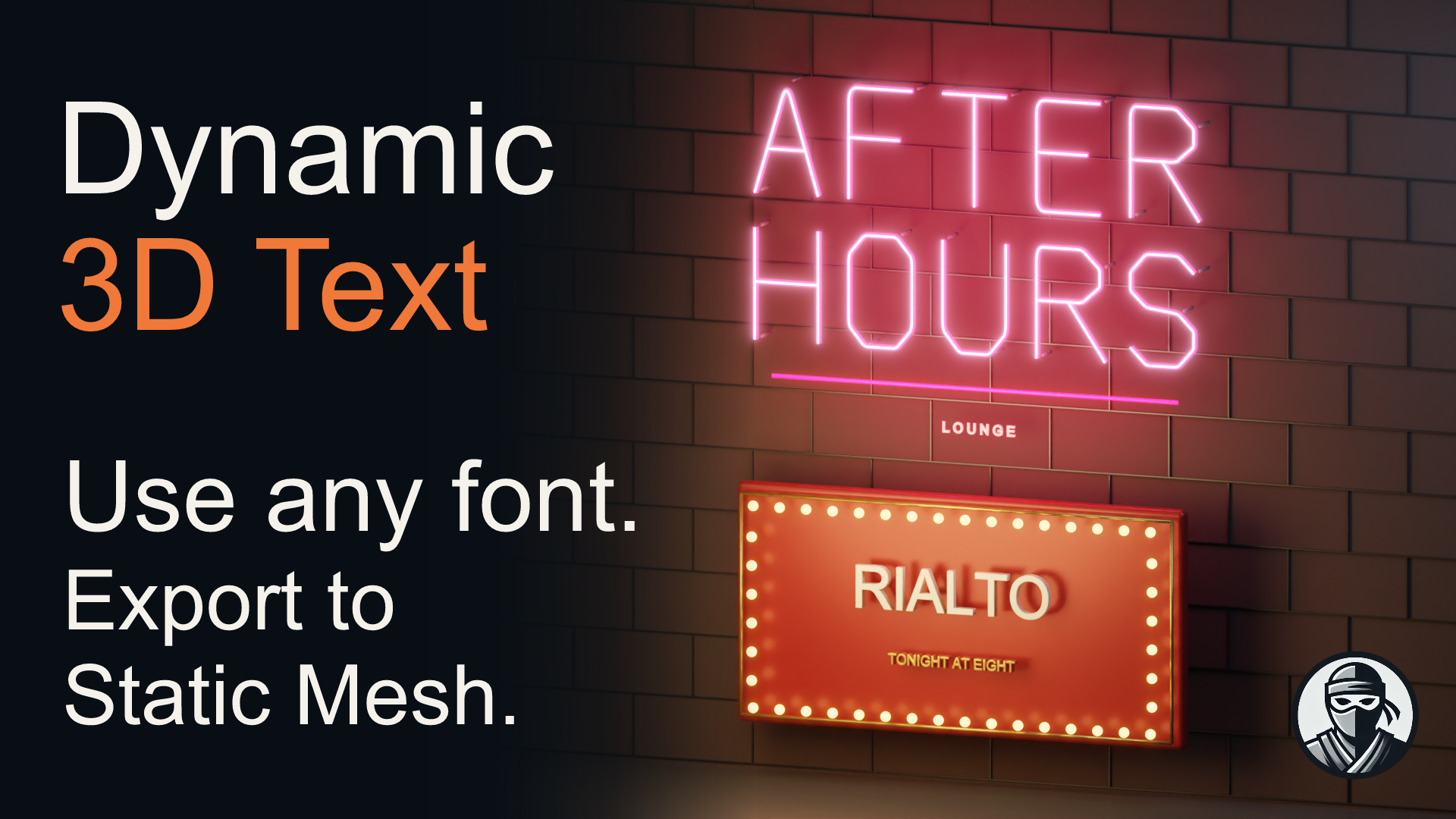 Dynamic 3D Text — Custom Fonts, Complete Signs & Static Mesh Export | Fab