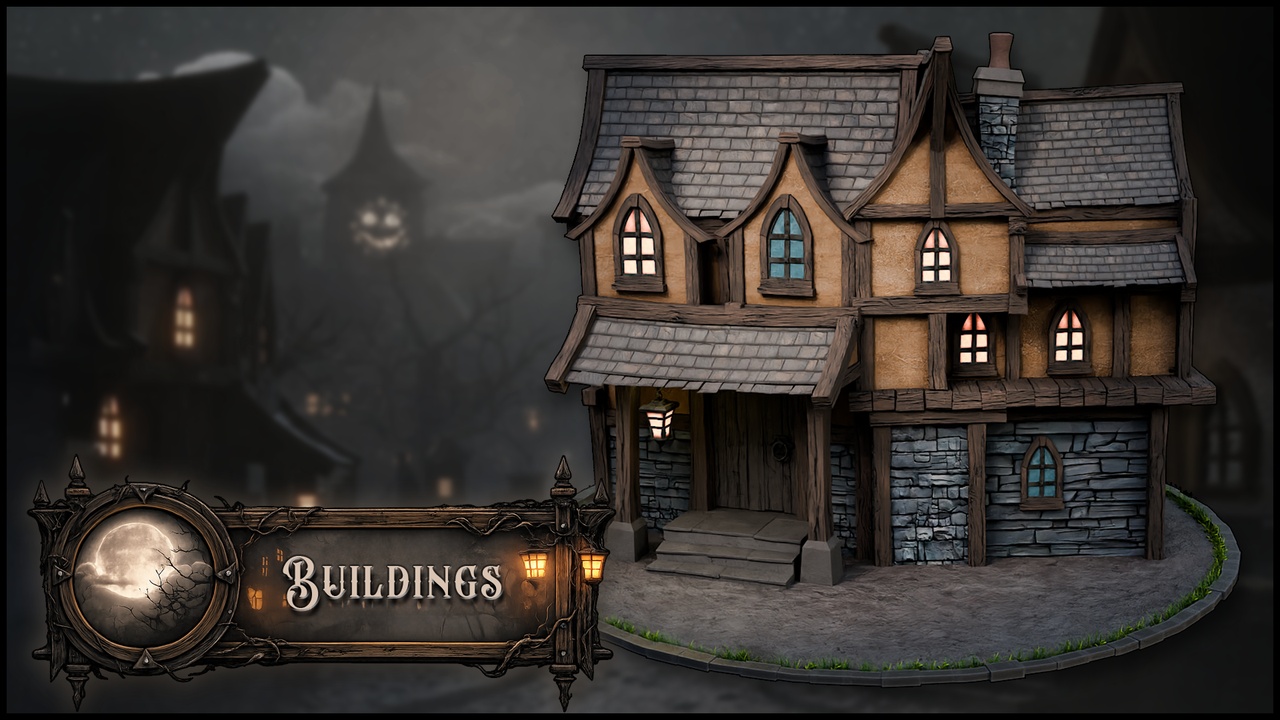 Media 1 for listing 3DT Haunted Village Modular Kitbash Pack for Blender & Unreal Engine 5