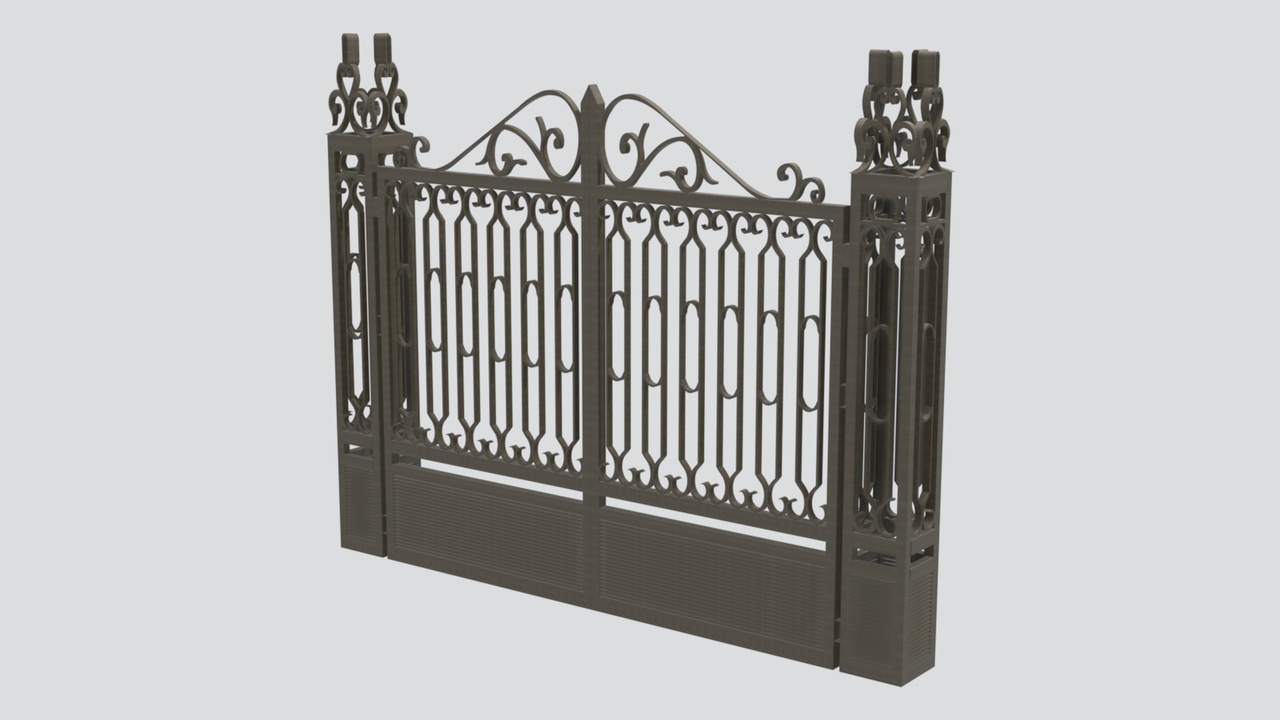 Media 1 for listing Dark Metal Double Gate with Solid Lower Panel 3D Model