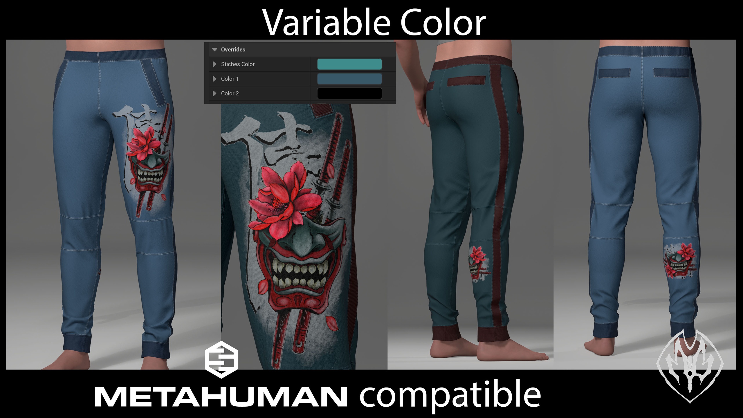 Media 1 for listing High Quality Sweatpants with  Cool Samurai Design
