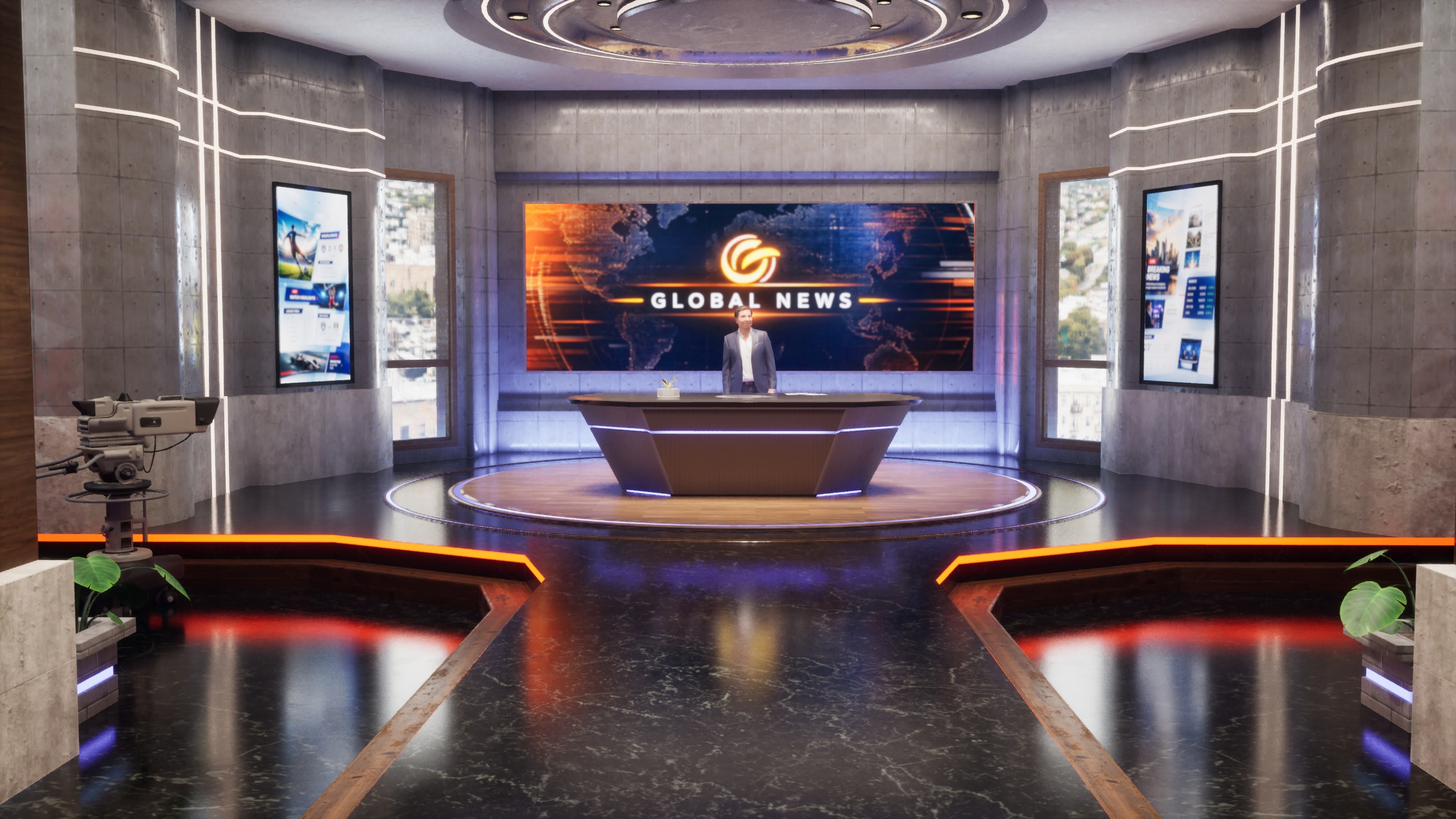 Media 1 for listing Virtual Studio Global News – Modular Broadcast Set for Unreal Engine 5