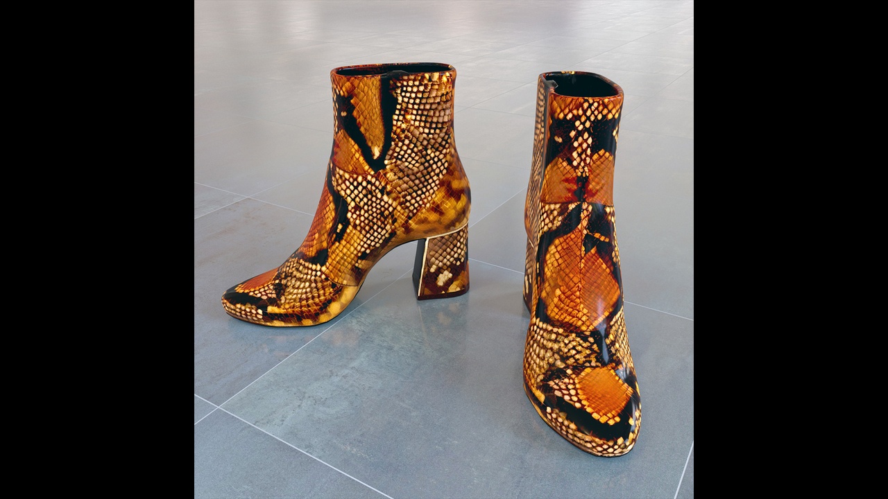 Media 1 for listing Luxury Snake Print Ankle Boots Low-poly 3D model