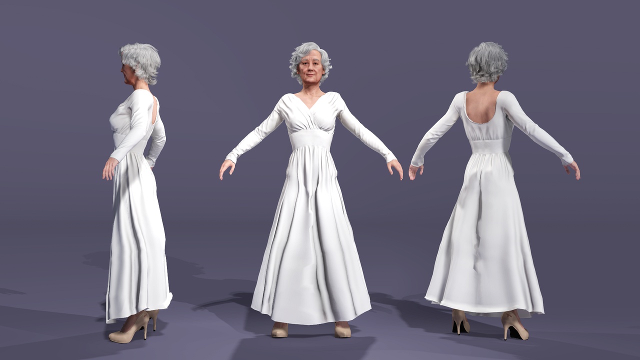 Media 1 for listing Realistic Asian Elderly Woman Fully Rigged 3D Character 写实东  方老年女性角色 全身绑定 动画表情