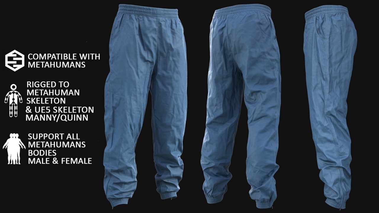 File multimediali per l'articolo 3D Pants Model For Metahuman 95 - All MH Bodies & UE5 Skeletons - Rigged: 1
