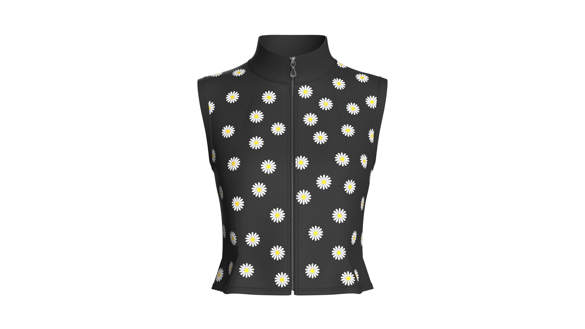 Media 1 for listing Girls Floral Sleeveless High Neck Zip - Up Top  | High Poly