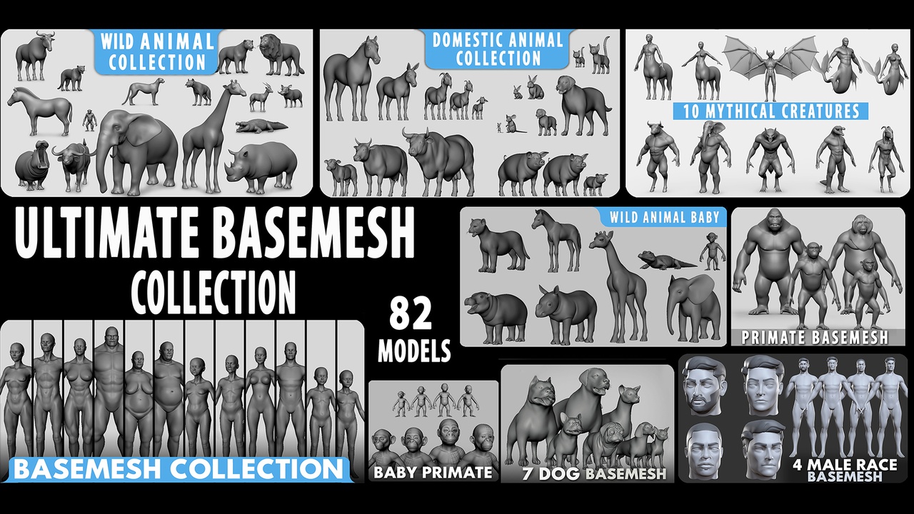 Media 1 for listing 🚀 Ultimate Basemesh Collection ( 82 Models )