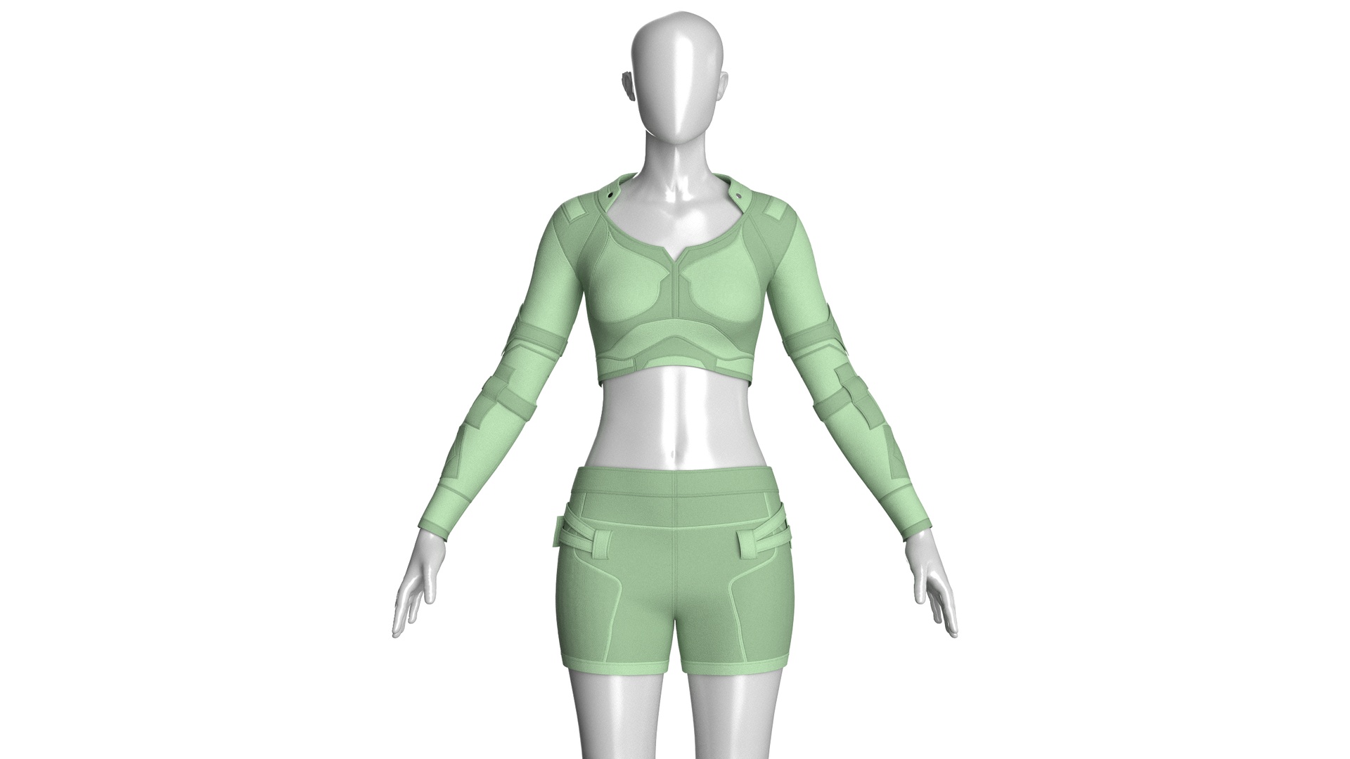 Media 1 for listing Girls Crop Top With Shorts - Outfit V2 | High Poly