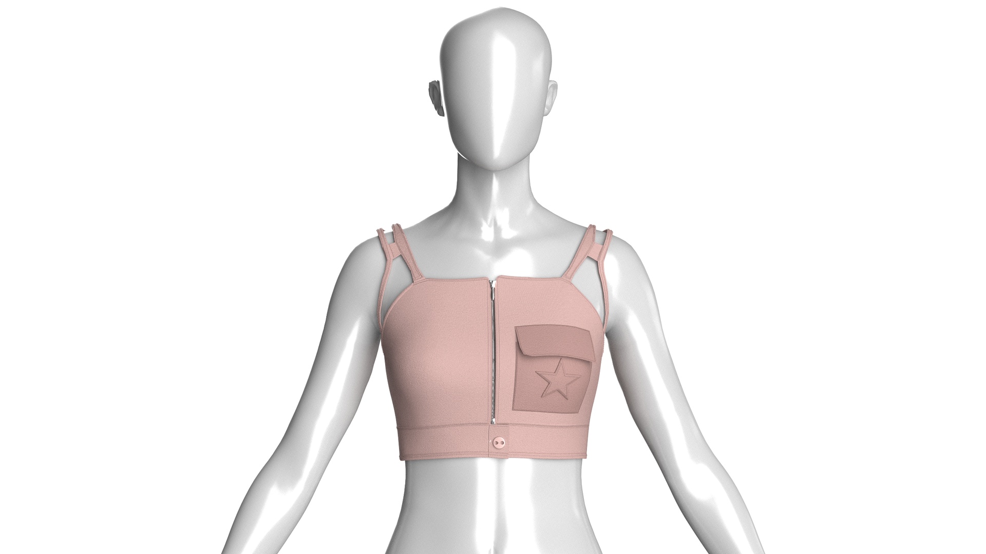 Media 1 for listing Girls Front - Zip Crop Top With Pocket | High Poly