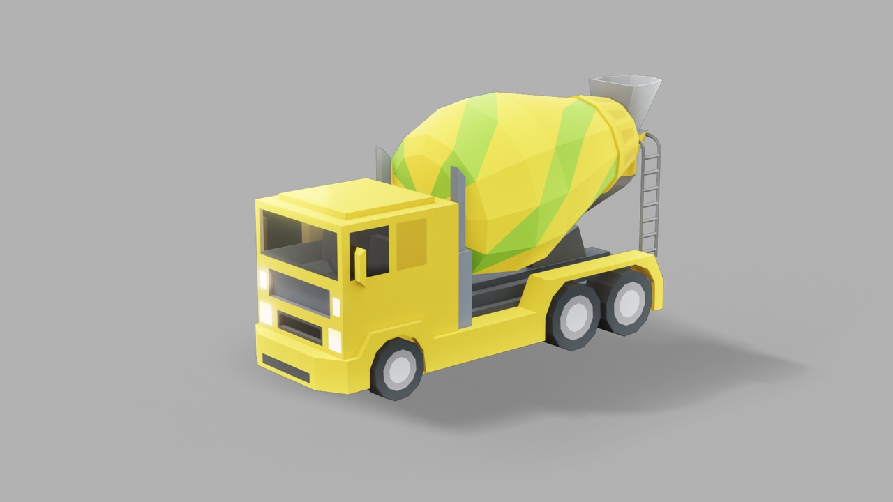 Media 1 for listing Low Poly Stylized Mixer Truck –Vehicle 3D Model for Unreal Environment