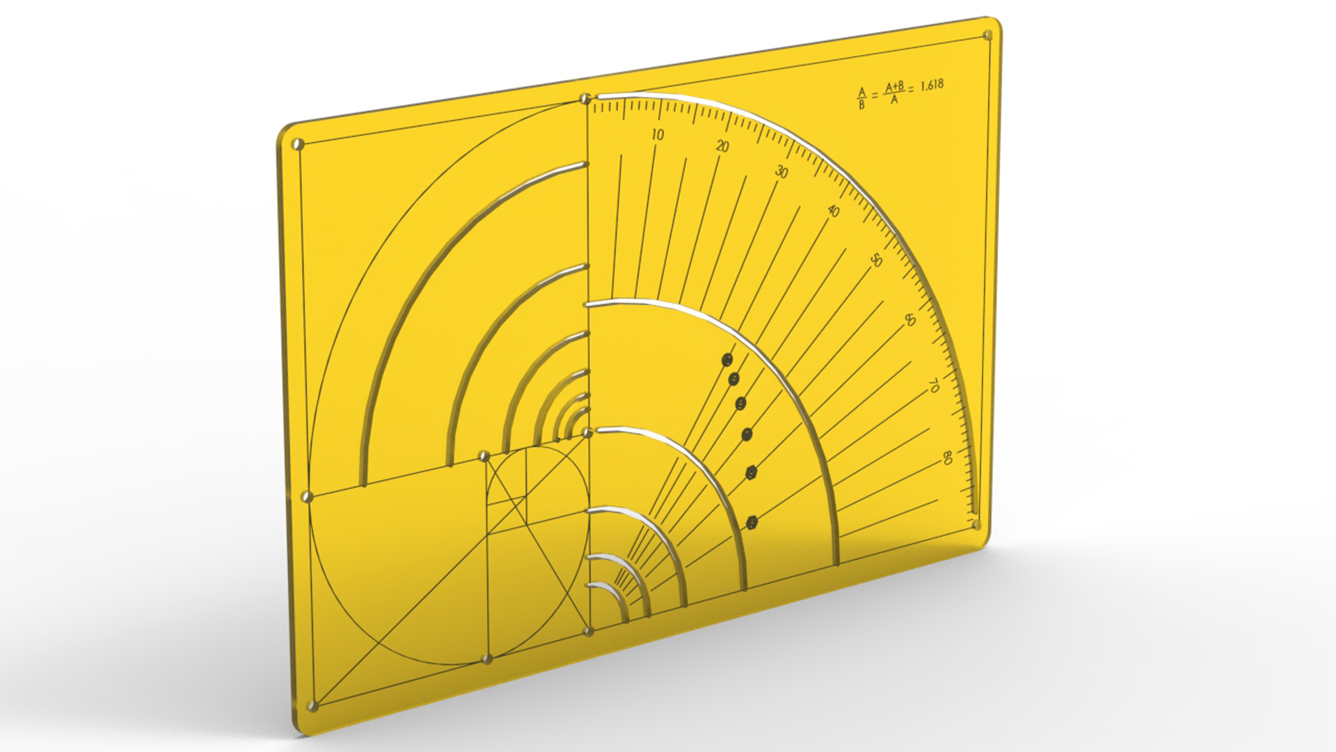 Phi Ruler Golden Ratio ruler Fibonacci 3D print model | Fab