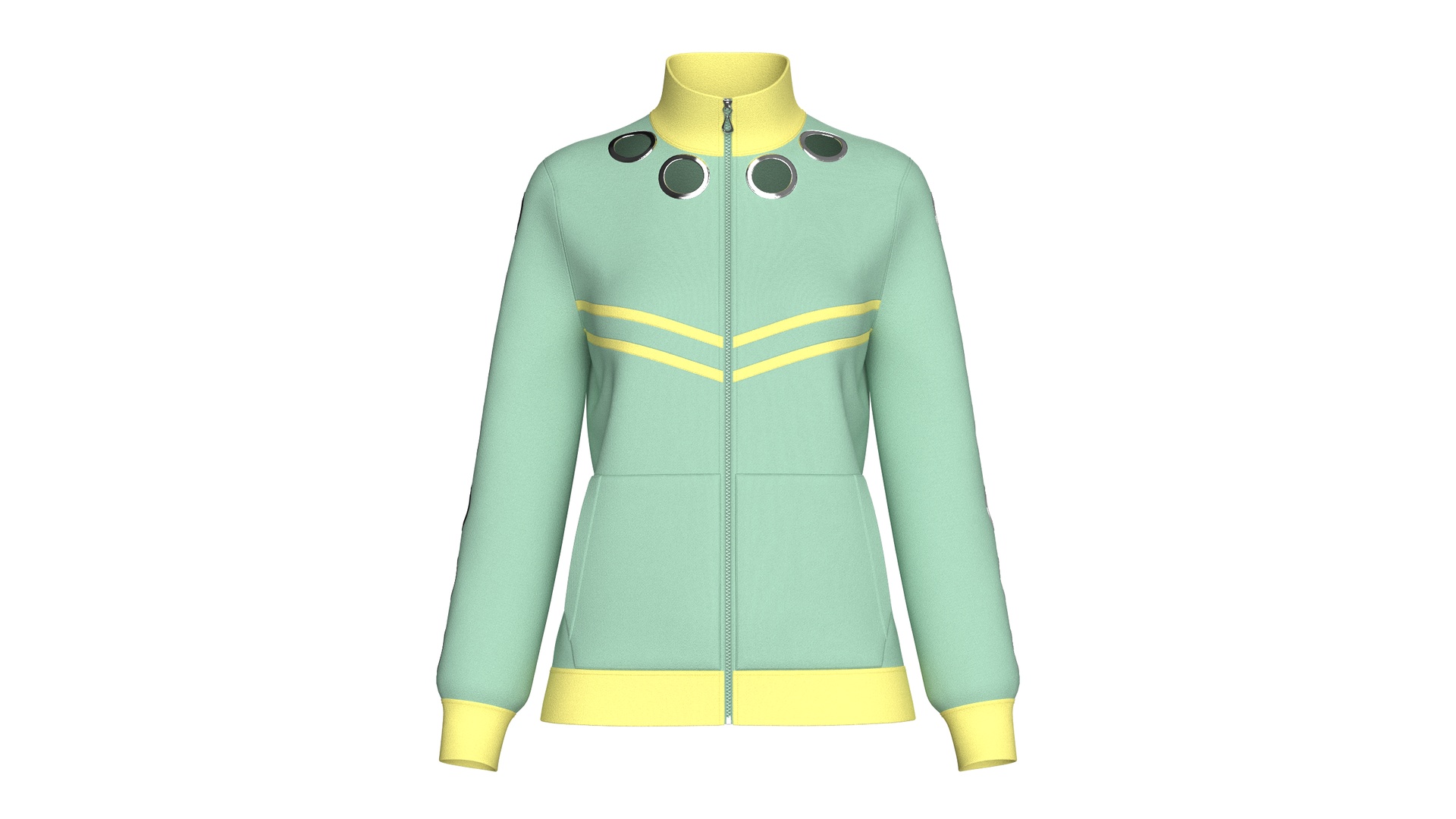 Media 1 for listing Girls Grommet Neckline Full - Zip Jacket | High Poly