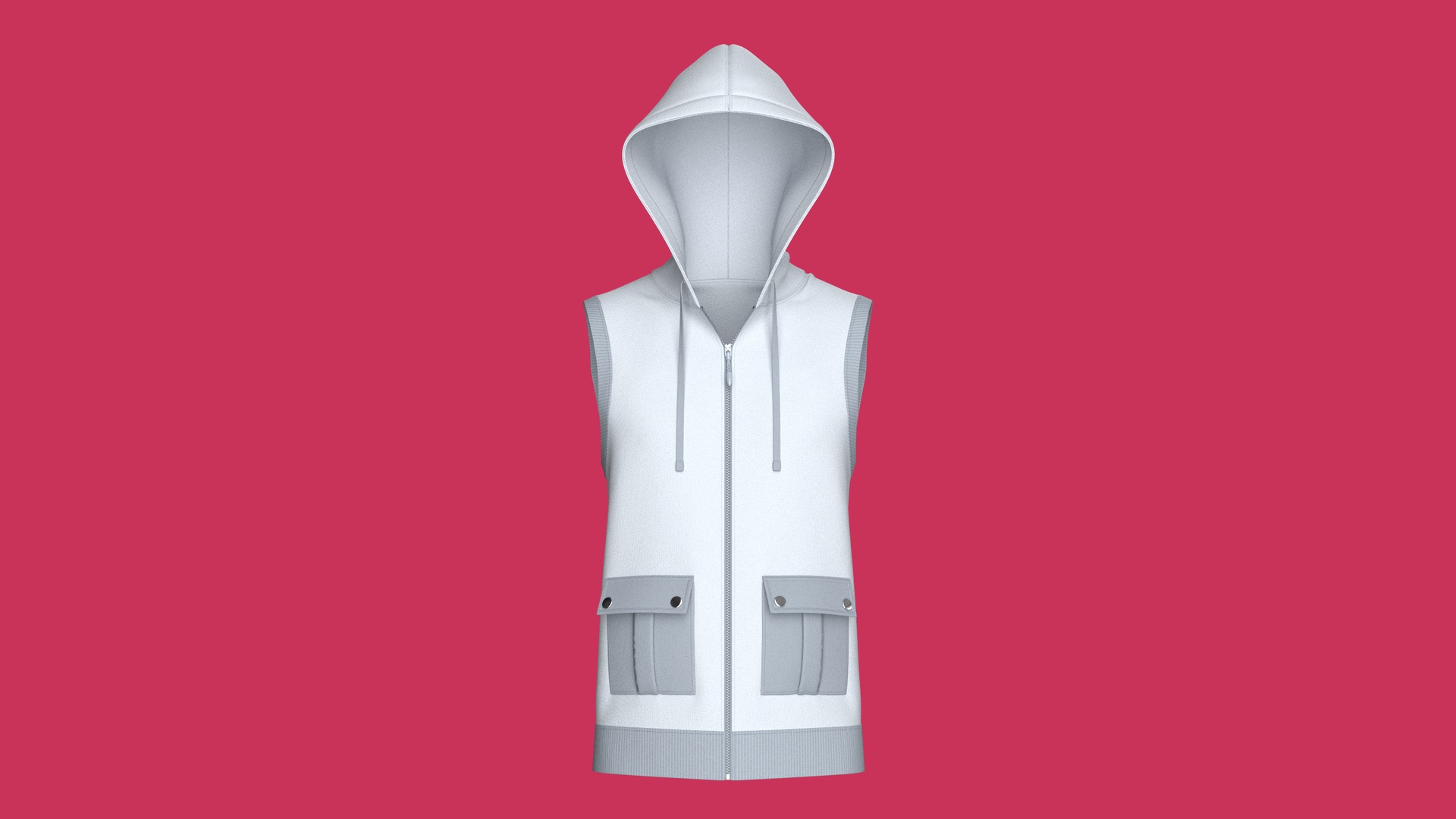 Media 1 for listing Men Sleeveless Zip - Up Hooded Jacket With Pocket | High Poly