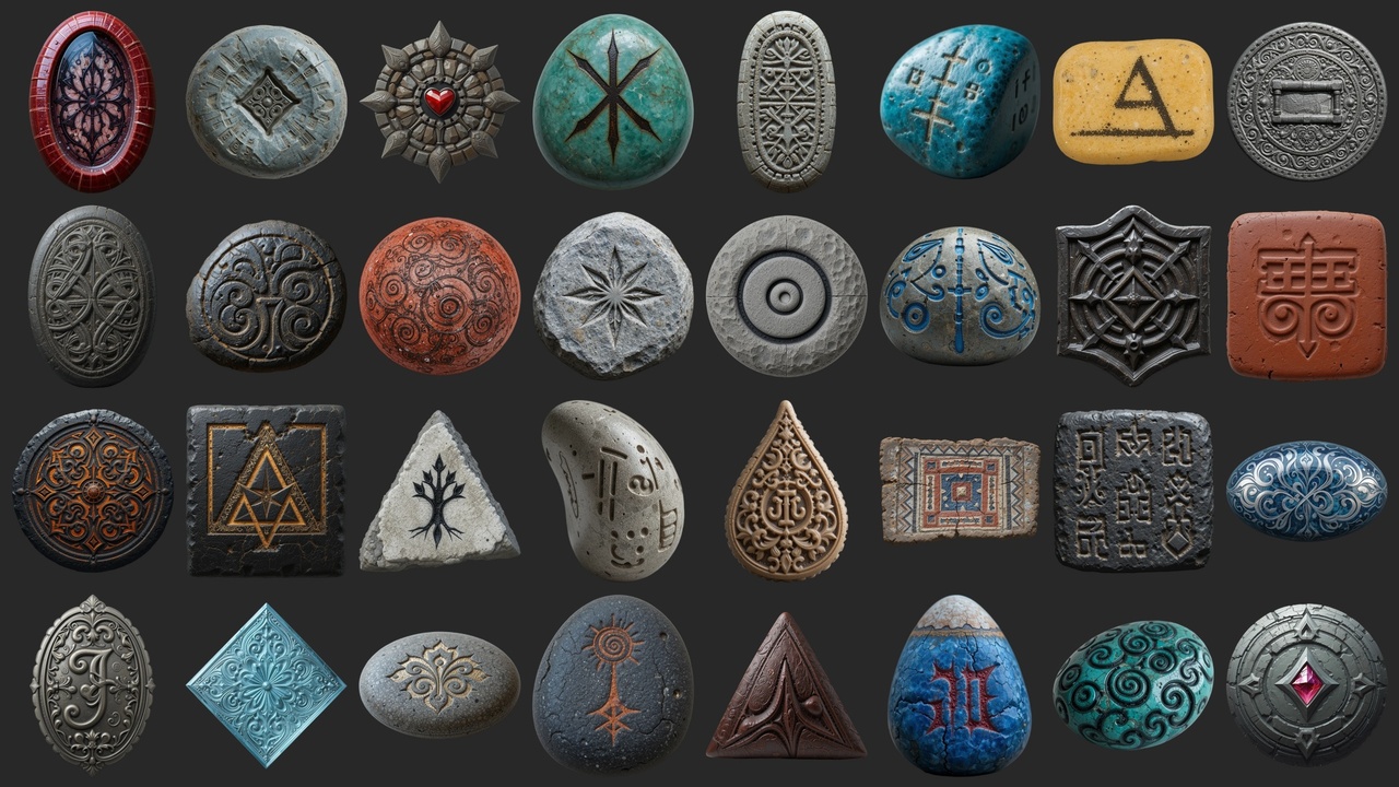 Media 1 for listing 64 Ornate Runestones and Artifacts - Icons