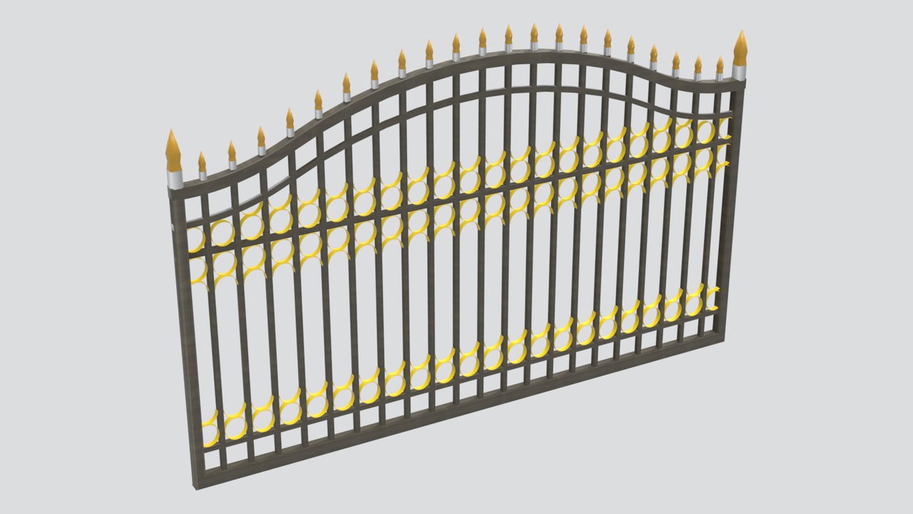 Media 1 for listing Black and Gold Metal Fence Panel Section 3D Model