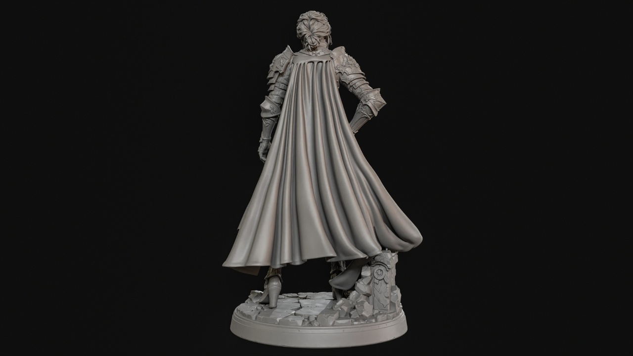 Media 1 for listing Royal Knight Woman 3D Print Ready Figurine