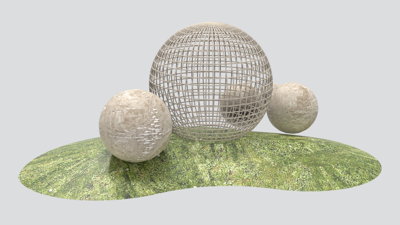 Media 1 for listing Modern Courtyard Sculpture Terrain Landscape Scene