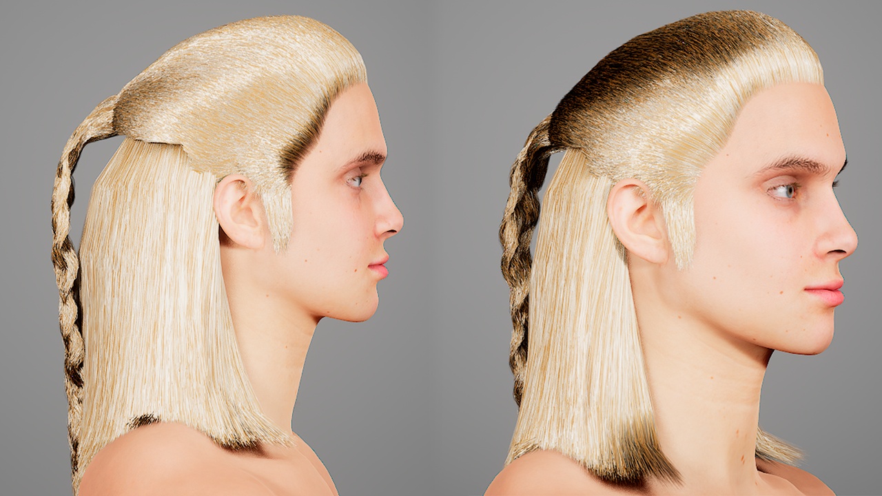 Media 1 for listing Elven Warrior Braid – Unisex Long Hair Groom for MetaHuman