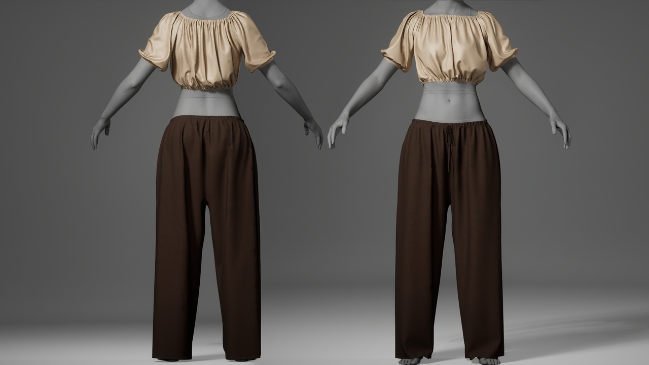 Media 1 for listing Boho Relaxed Outfit for MetaHuman – Parametric Wardrobe (MHPKG)