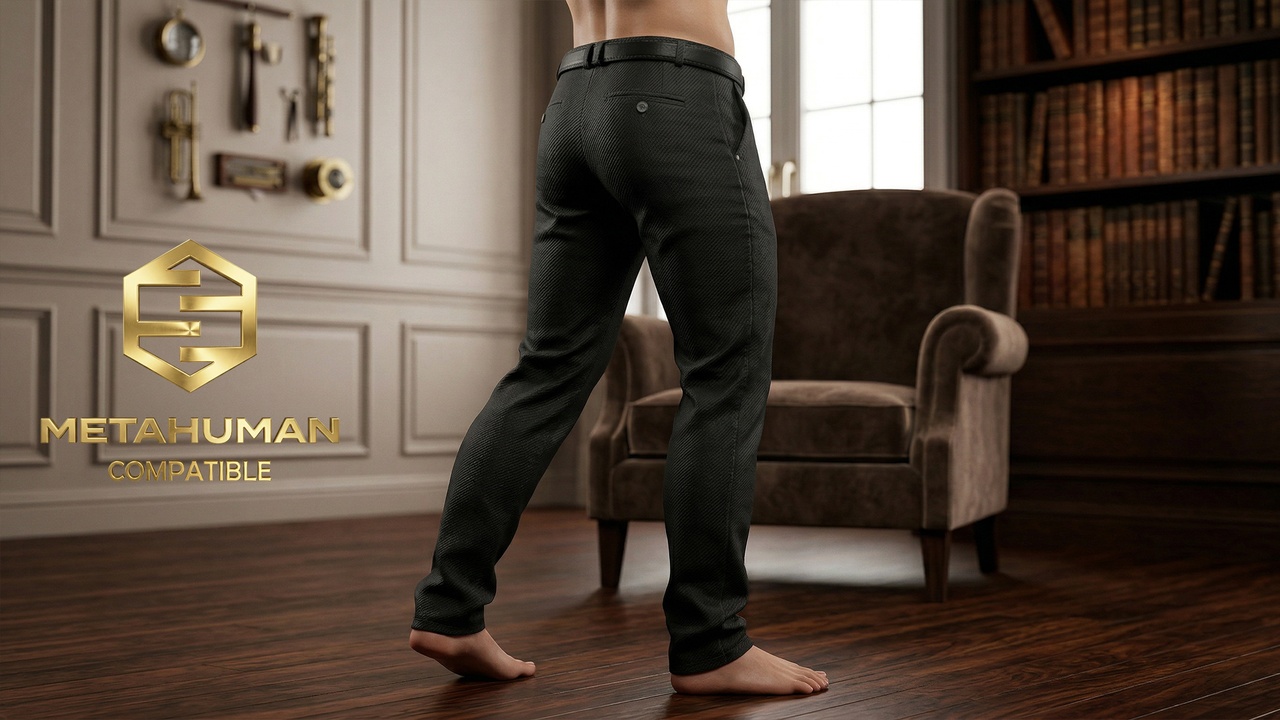 Media 1 for listing Minimal Black Dress Trousers with Straight Tailored Cut and Refined Formal Look
