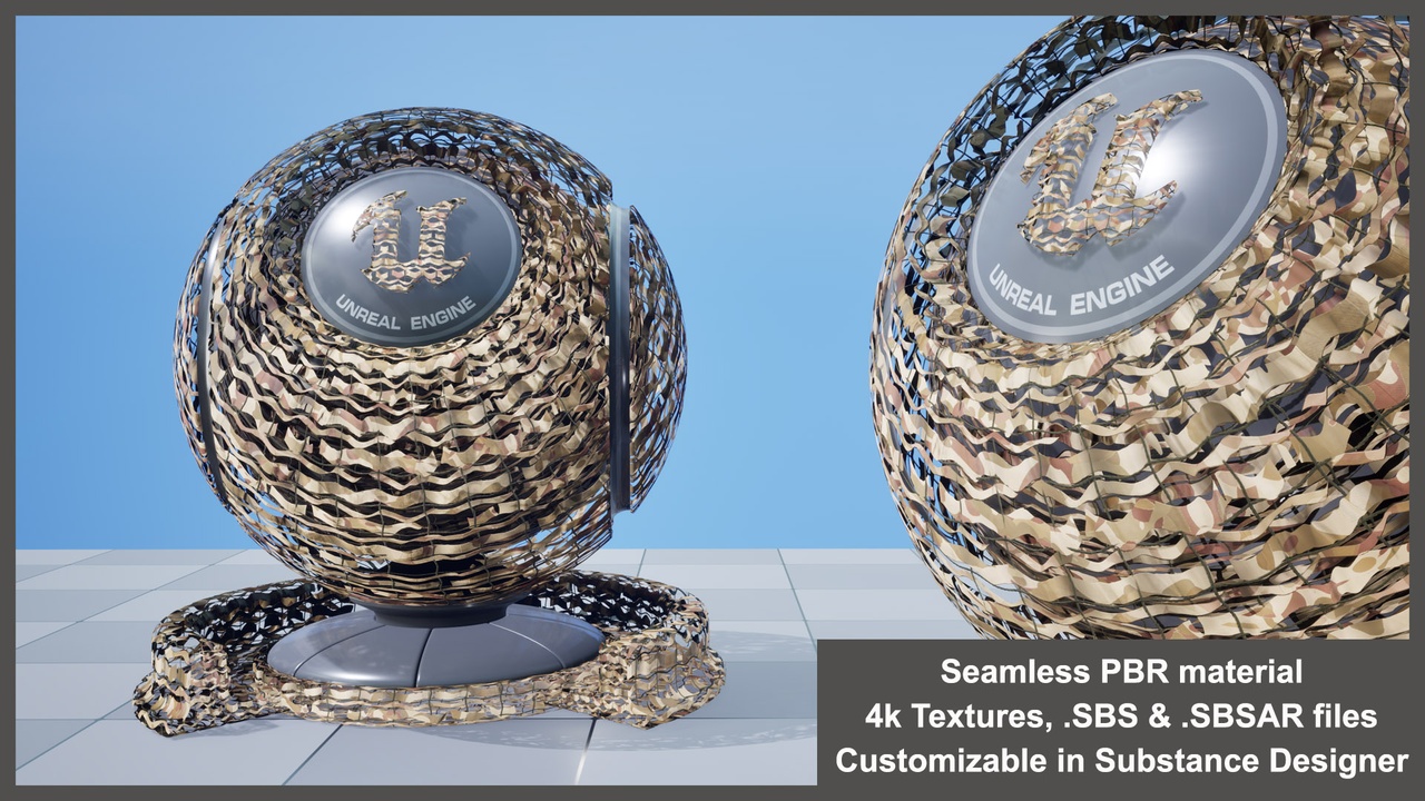 商品 Seamless Camouflage Net Yellow Material and textures SBS & SBSAR 的媒体 1