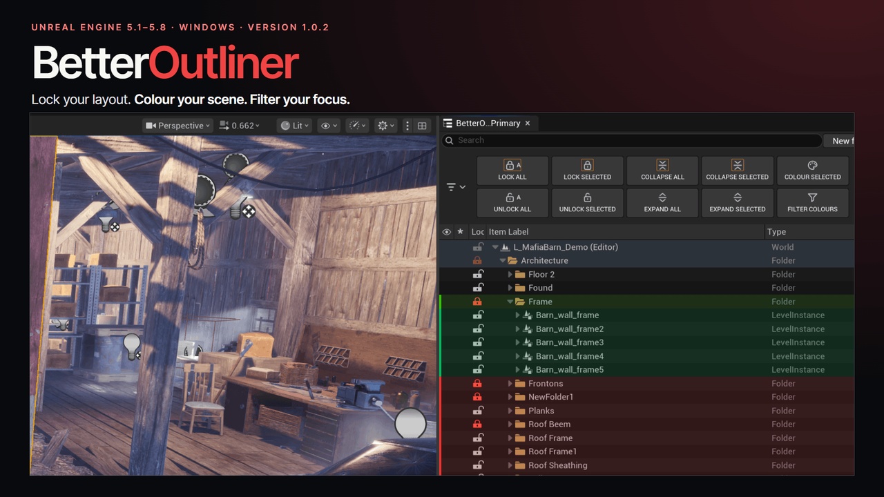 Media 1 for listing BetterOutliner - Improved Unreal Engine Outliner