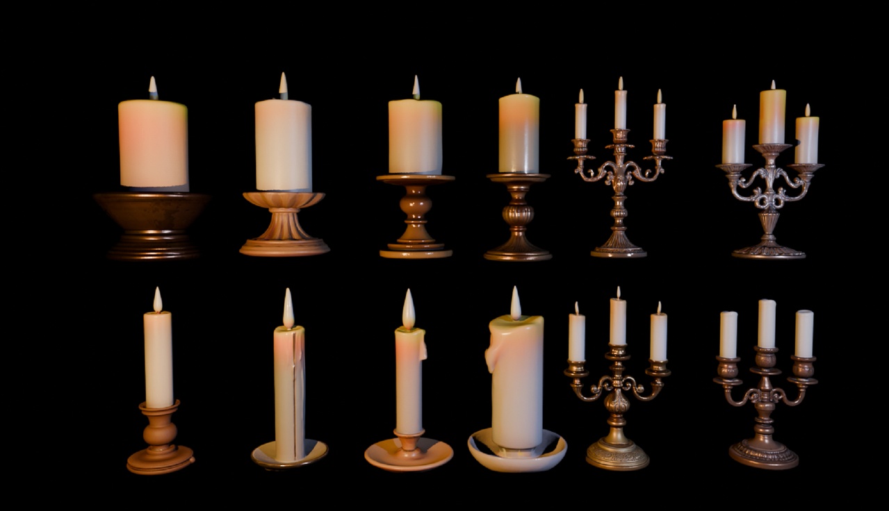 出品Pack of 12 High-Poly Candle 3D Modelsのメディア1