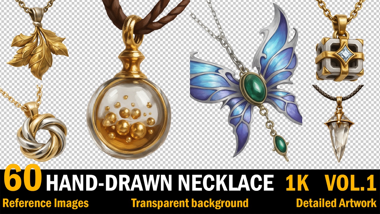 Media 1 for listing Hand Drawn Style Necklace Collection V1