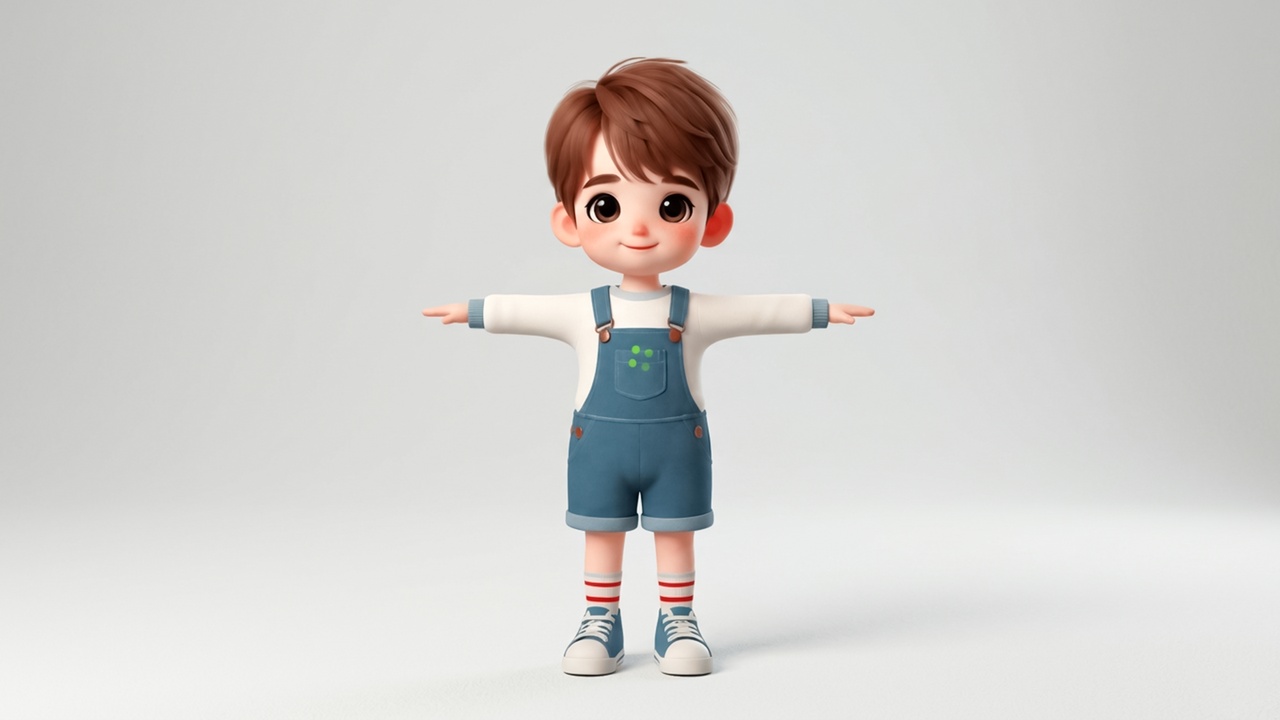 Media 1 for listing Cute Cartoon Boy Rigged Character | T-Pose | FBX BLEND OBJ GLTF