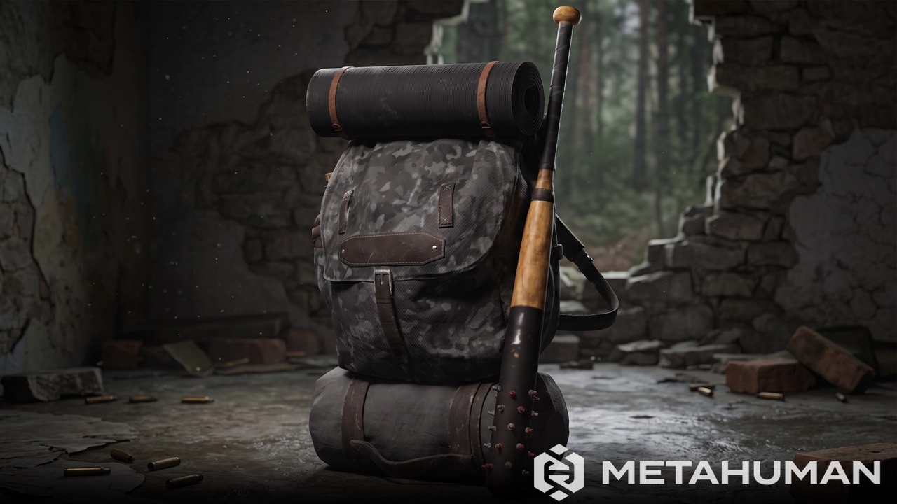 Media 1 for listing Survival Hiking Backpack With Spiked Bat Low Poly PBR 3D Model