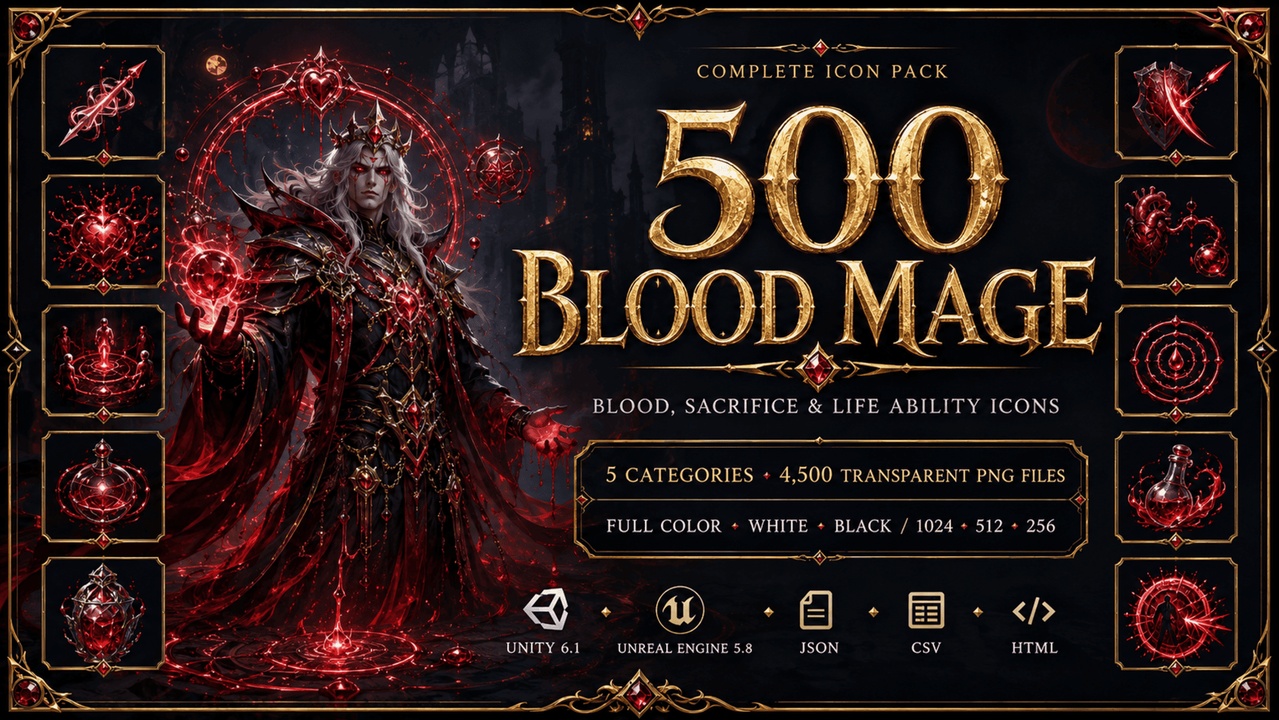 Media 1 for listing 500 Blood Mage & Hemomancer Blood, Sacrifice & Life Ability Icons