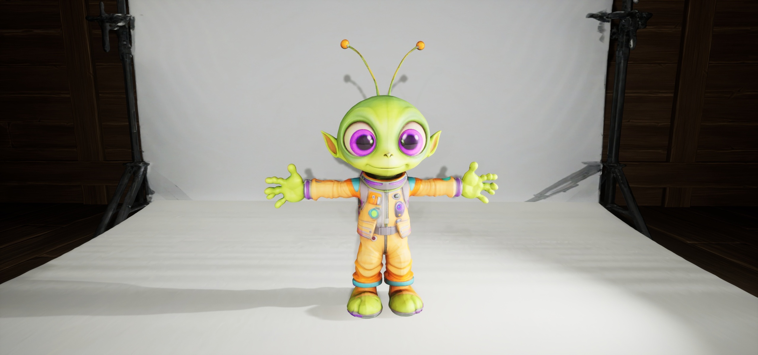 الوسائط 1 للقائمة Cartoon Alien Character - Ready To Rig