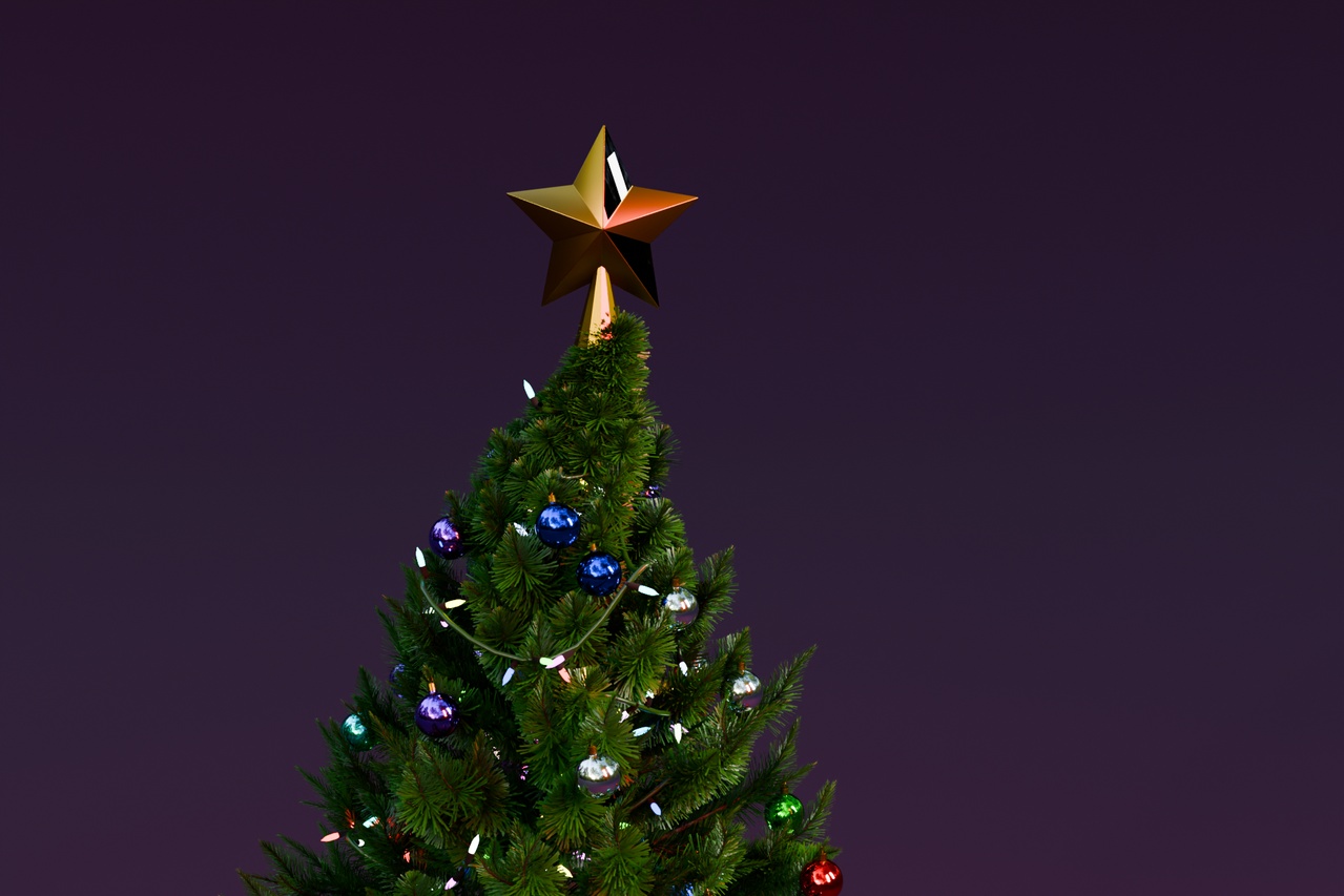 Media 1 for listing Christmas Tree with Ornaments & Lights – Game Ready FBX + PBR