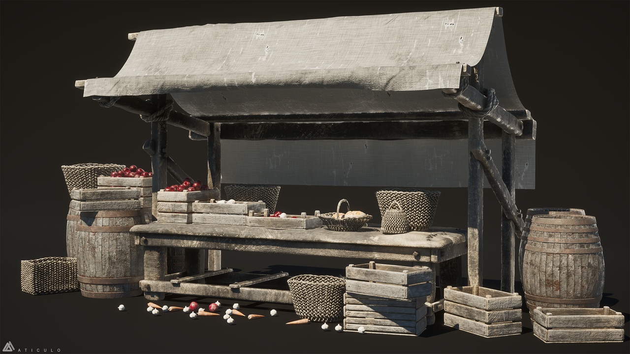 Media 1 for listing Dark Fantasy Medieval Market - Mega Pack (130+ Props & Stalls)