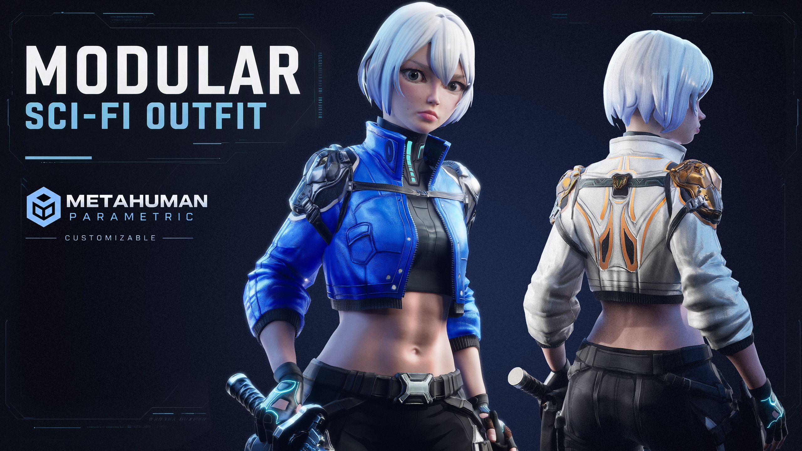 Media 1 for listing Modular Sci-Fi Techwear & Tactical Outfit with Custom MetaHuman Character -MHPKG