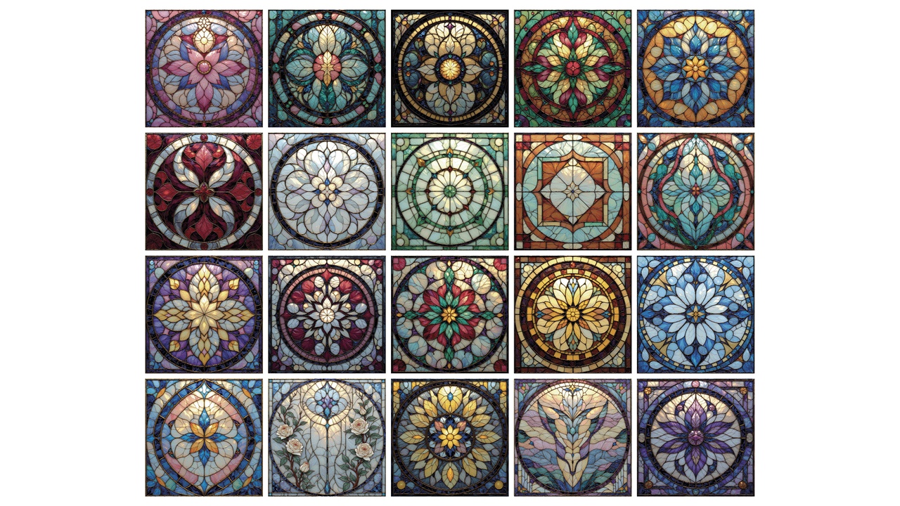 Media 1 for listing Stained Glass Textures Pack – 80 Detailed Square Designs