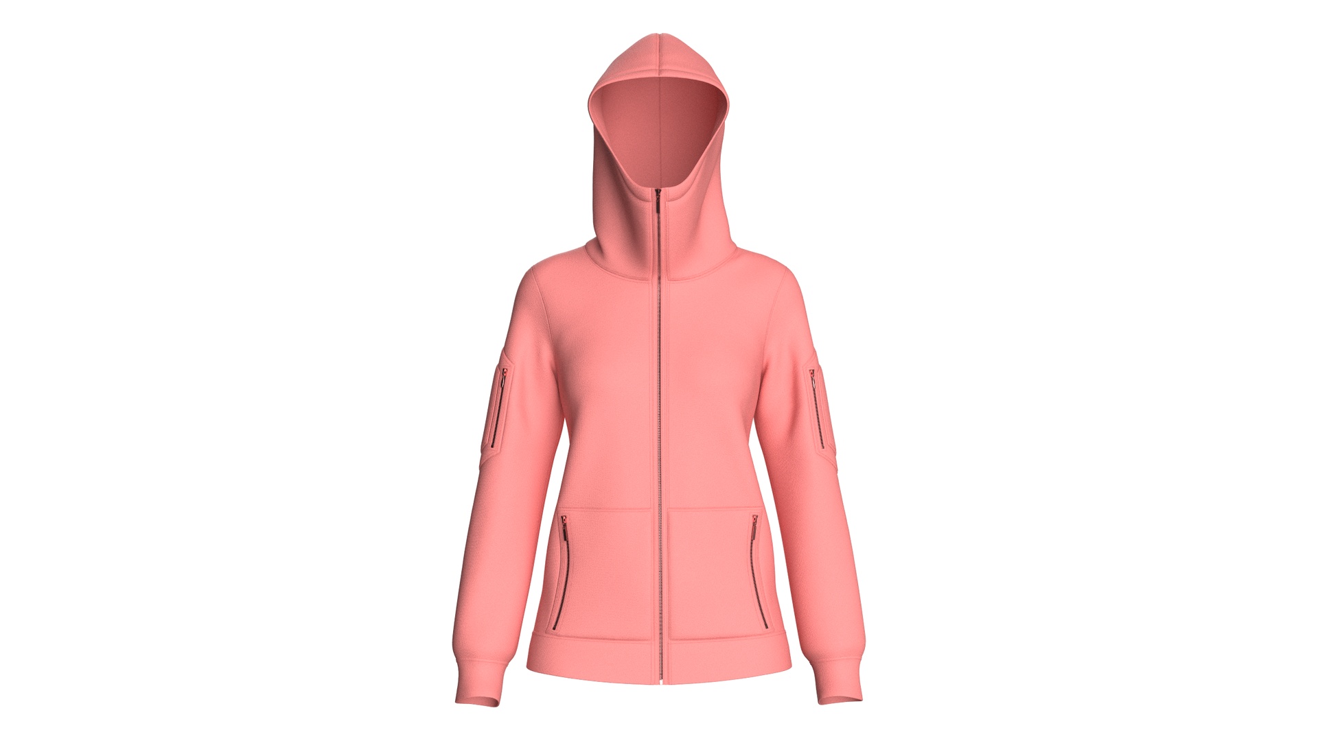 Media 1 for listing Girls Full - Zip High Neck Hooded Jacket | High Poly