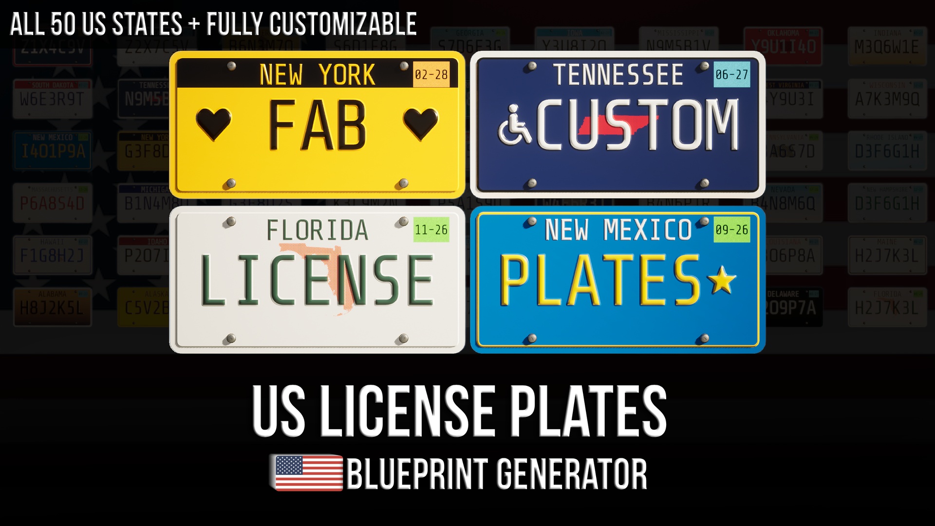 Media 1 for listing US License Plates - Blueprint Generator