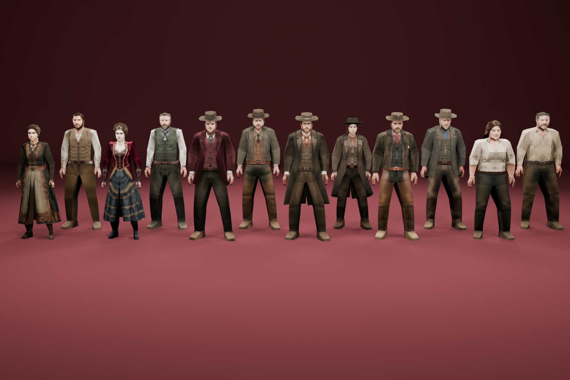 Media 1 for listing Low Poly Western Complete Pack - 12 Wild West Characters