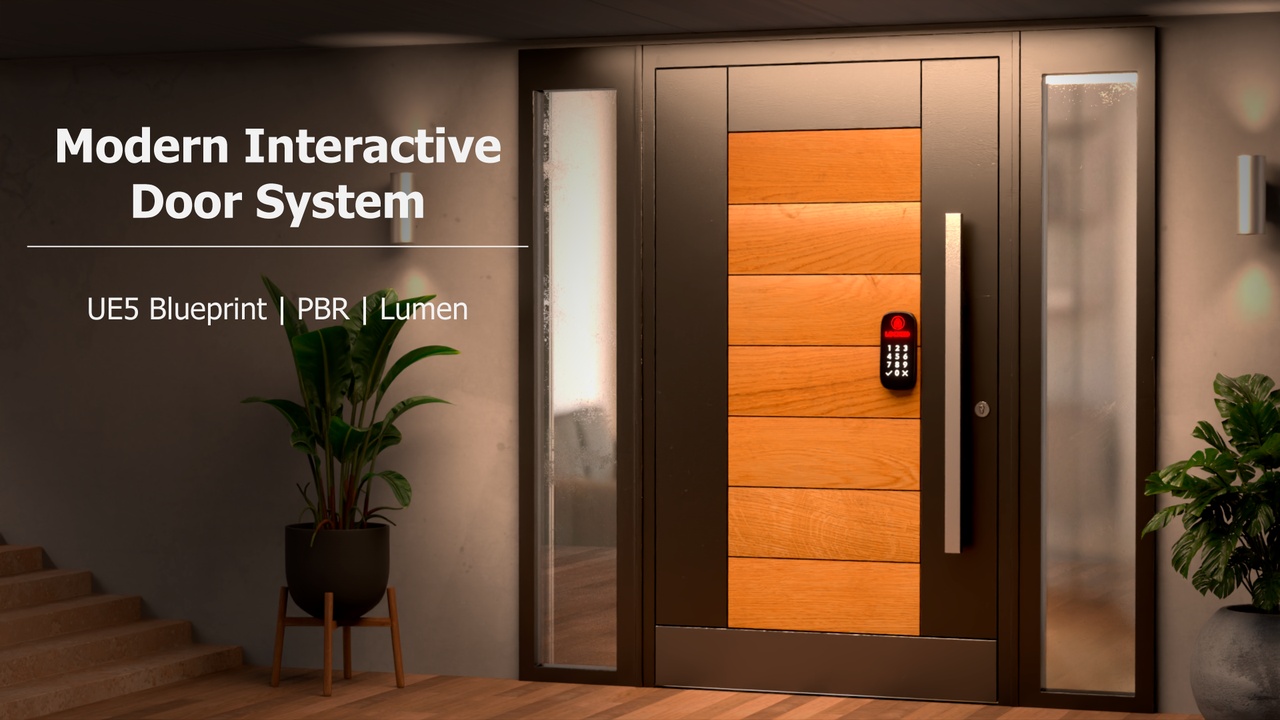 Modern Interactive Door System – UE5 Blueprint, PBR, Lumen Ready | Fab