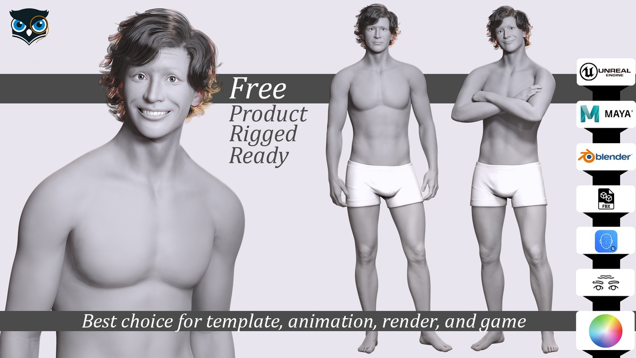 Multimedia 1 para anuncio Download Free Rigged 3D Character Fully Rigged  Optimized