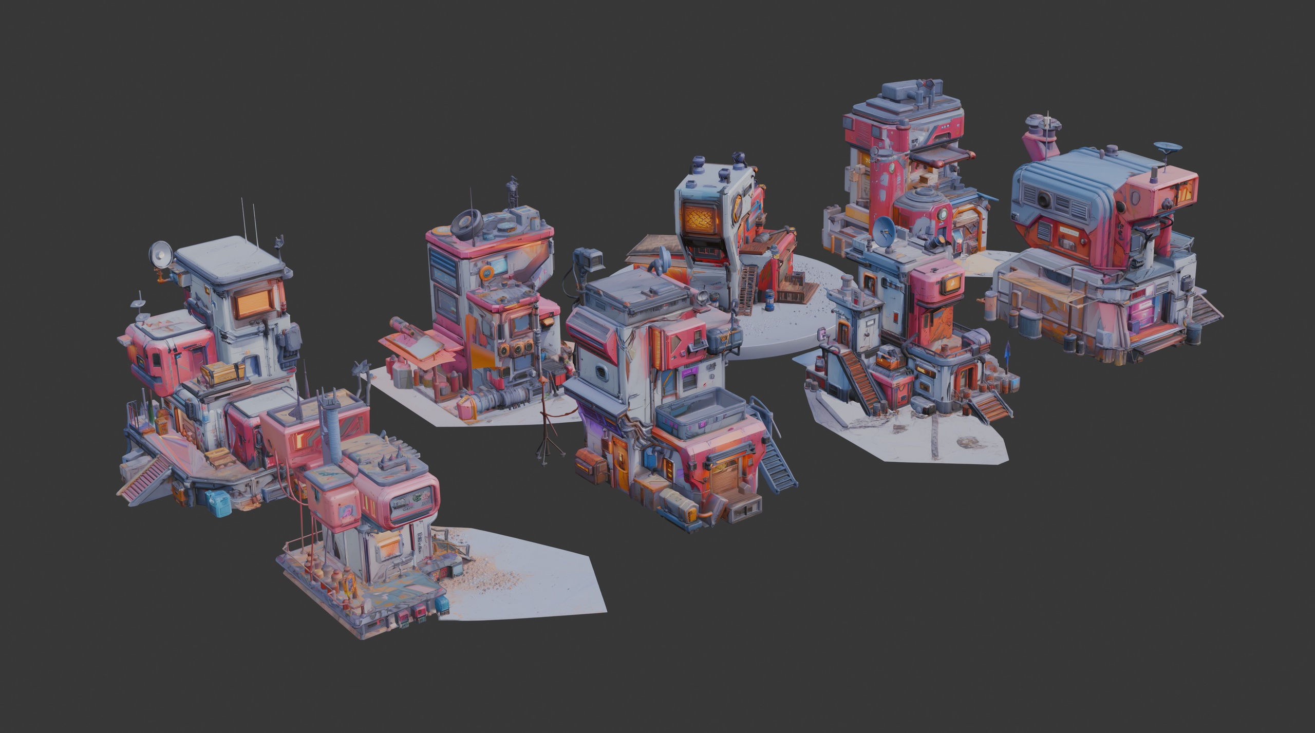 Media 1 for listing Stylized Cyberpunk Architecture Set