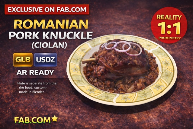 Romanian Pork Knuckle (Ciolan) | Photogrammetry Food 3D Model — Cobalt Game Assets