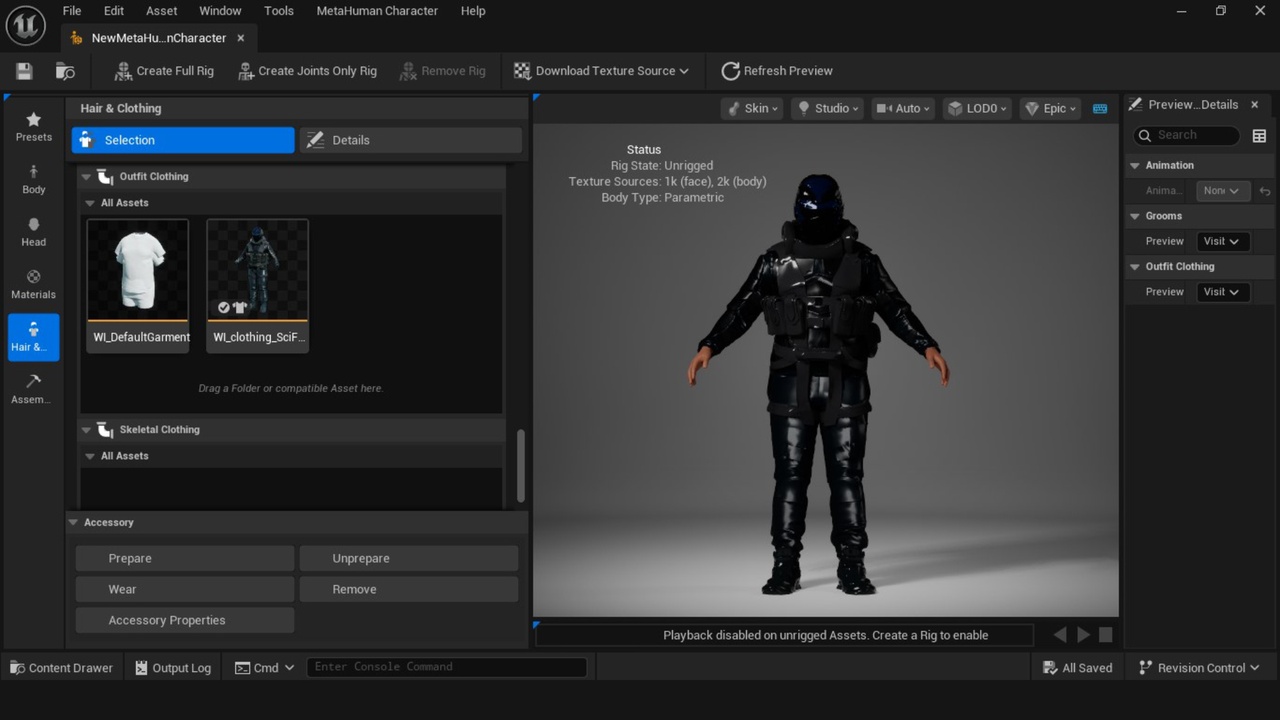 Media 1 for listing Metahuman Sci-Fi Soldier Outfit