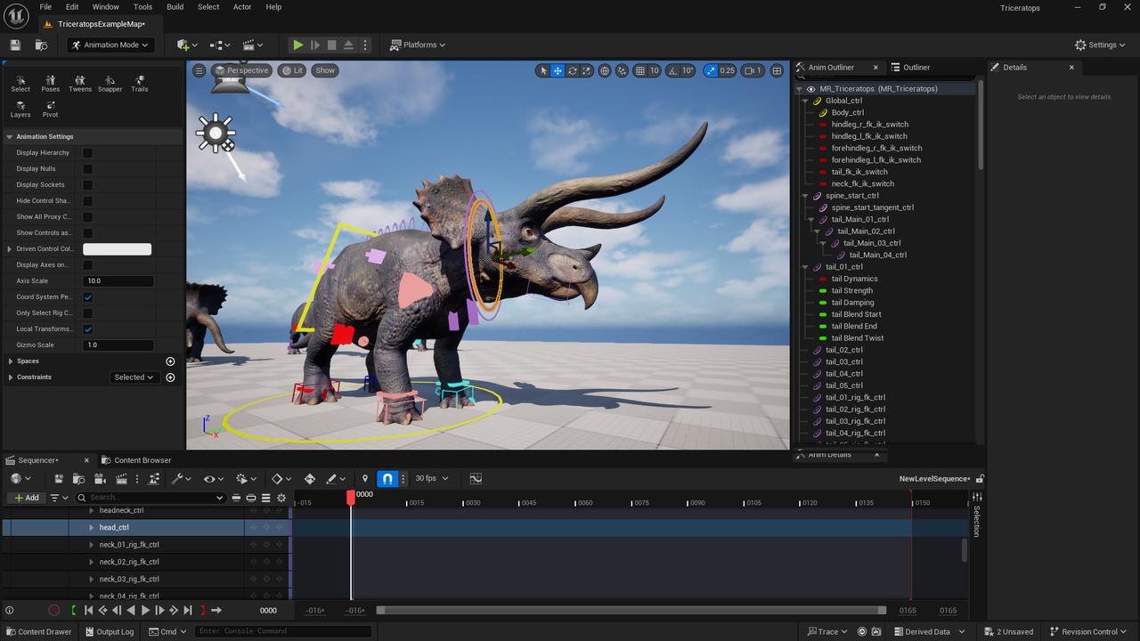 Media 1 for listing Triceratops Dinosaur Modular Control Rig