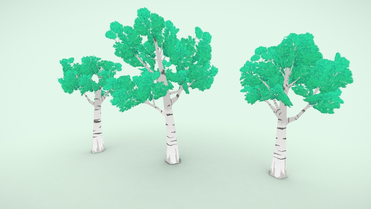 Media 1 for listing Lowpoly Birch Tree 3D Pixel Art