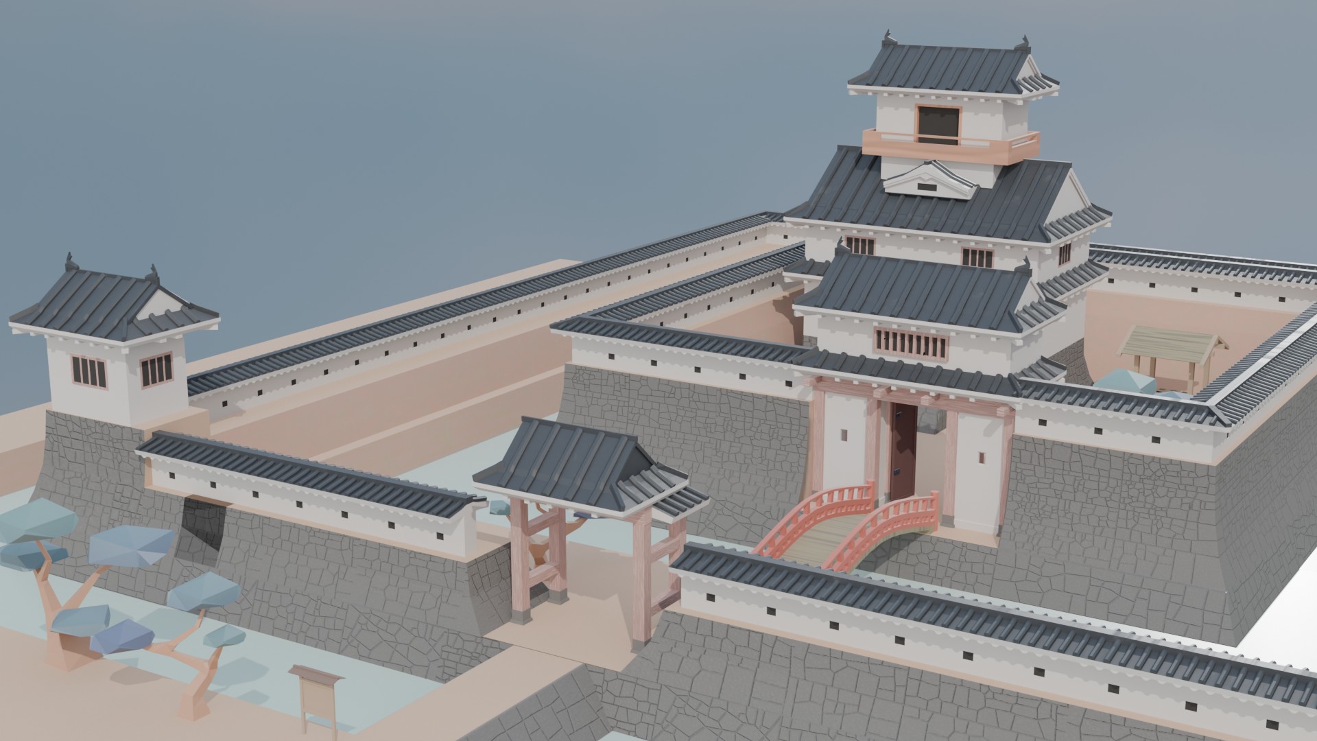 Low Poly Japanese Castle Modular Pack | Fab