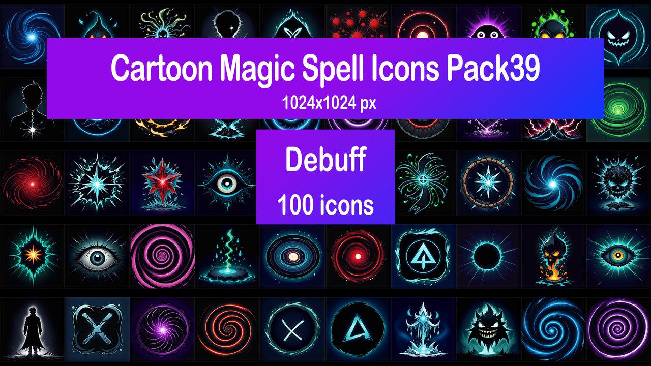 Media 1 for listing Cartoon Magic Spell Icons Pack39 - Debuff