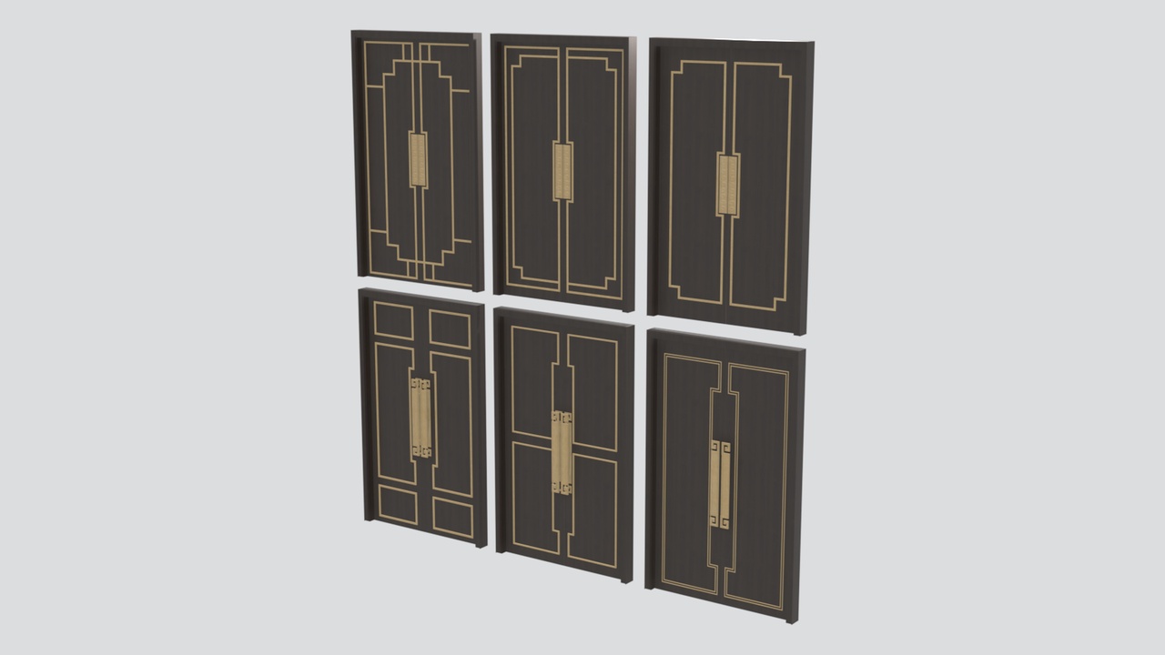 Media 1 for listing Chinese Style Interior Door Panel Collection 6 Variations 3D Model